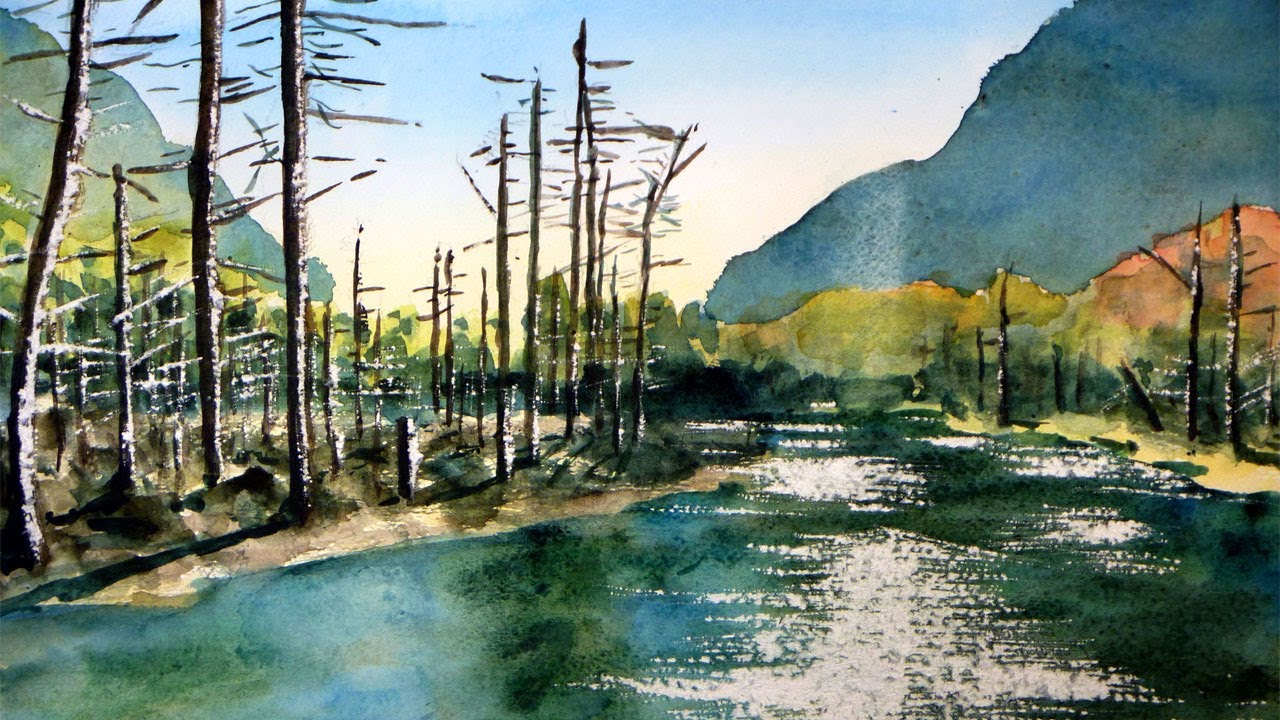 晩秋の上高地　岳沢湿原（透明水彩風景画）Kamikochi in autumn 【Watercolor】