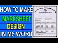 How to make marksheet Design in ms word in hindi | Ms word Tutorials.
