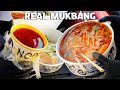 REAL MUKBANG SPICY NOODLE SOUP, SPRING ROLLS, FRIED FOODS,  BOBA, VIETNAMESE CREPE (NO TALKING)