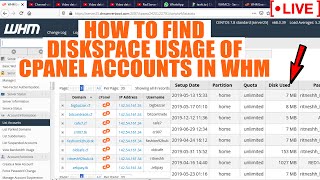 [🔴live] how to find diskspace usage details of cpanel account in whm?