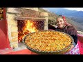 Baking homemade traditional azerbaijani baklava with walnuts in the village