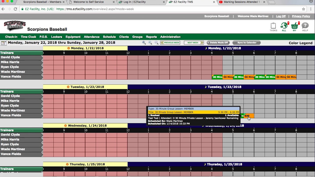 EZ Facility How To Mark Your Lessons As Attended YouTube