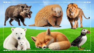 Baby farm animal moments: Boar, Lion, Polar Bear, Fox &amp; Puffin - Animal Sounds