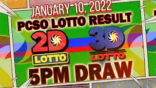 Lotto Result Today 5pm Draw  January 10 2022