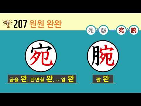 일본어 한자암기박사2 상용한자 심화학습 – 제목번호 <strong>207</strong>(夗怨→宛腕 원원→완완)