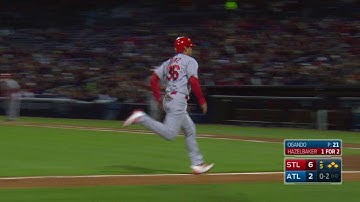 STL@ATL: Hazelbaker hits a sac fly to score Diaz