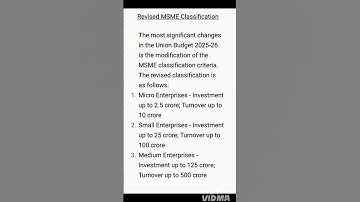 Revised MSME Classification    #budget2025 #msme #enterprises #india