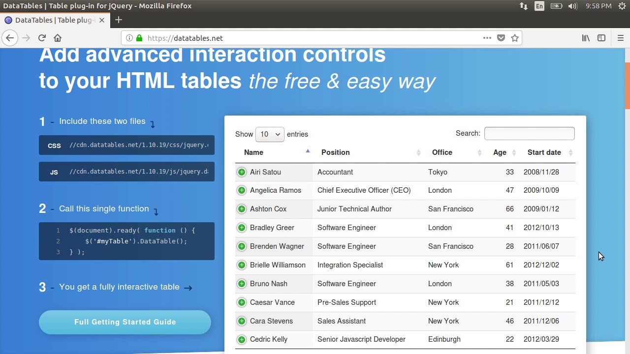 datatable jquery ตัวอย่าง  2022  Creating a Searchable, Sortable HTML Table using DataTables Plug-in for Jquery