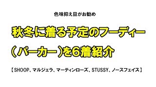 秋冬に着る予定のフーディー（パーカー）を６着紹介【SHOOP、マルジェラ、マーティンローズ、STUSSY、ノースフェイス】