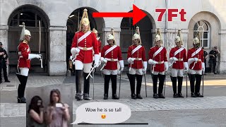 This Giant King’s Guard Surprises Tourists At The Horse Guard Parade With His Height | 7Ft Tall!