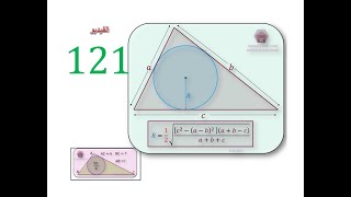 الفيديو121: استنتاج قانون يحسب نصف قطر الدائرة الماسة لأضلاع المثلث داخلاً  واختباره في الجيوجبرا