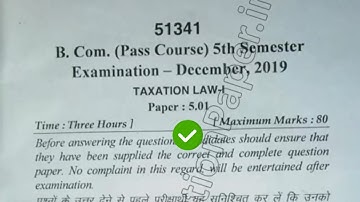 2019 IGU BCom Pass 5th Sem Taxation Law Question Paper