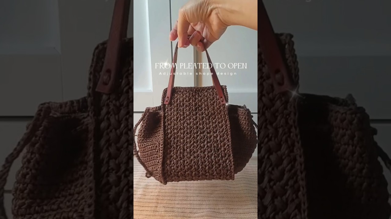 Adjustable shape handmade bag ✦From pleated to open.  #ruethaiatelier #crochet #bagdesign #shorts