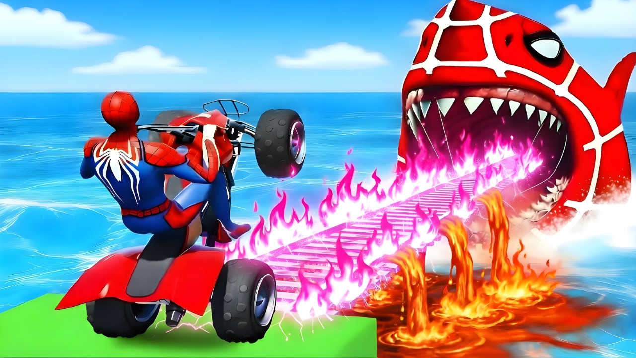 Spider-Man Rescue Batman, iron man on Spidey Shark Bridge | Epic GTA 5 Superhero Battle with Venom