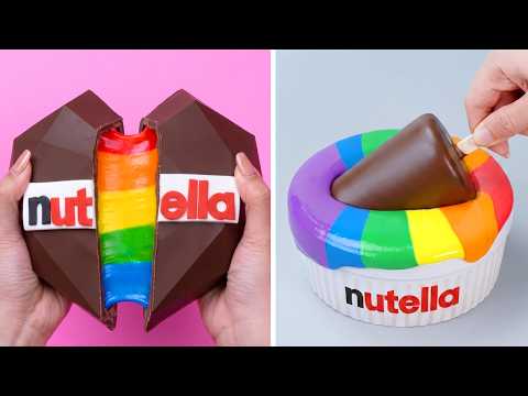 Top Amazing Rainbow Nutella Desserts | How To Make Satisfying COLORFUL Chocolate Cake Ideas
