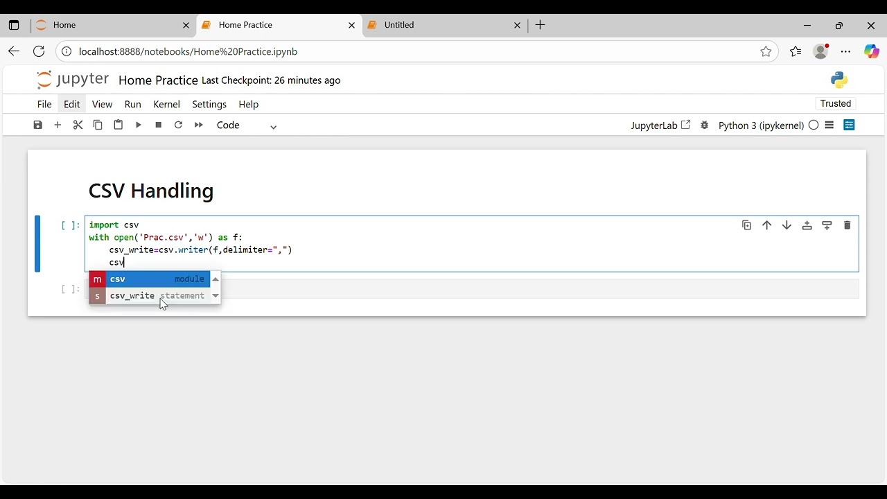 How to Write a text in CSV in Python using Write Function | File Handling | CSV Handling