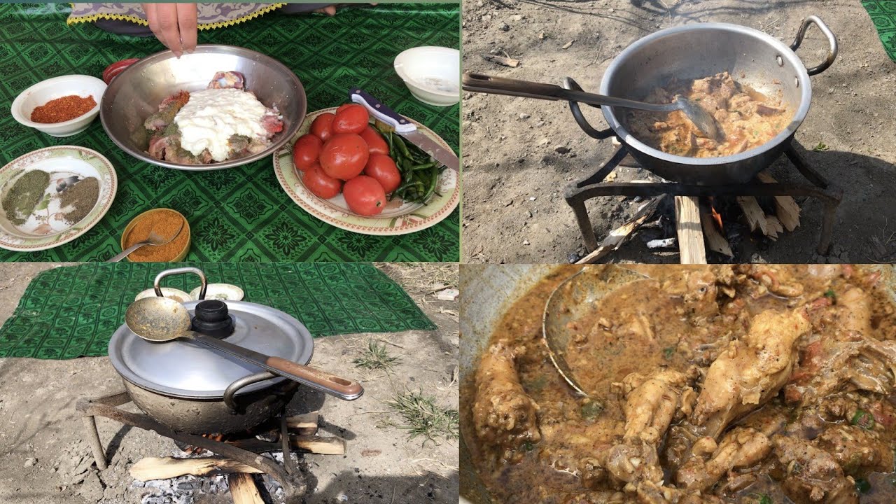 Dahi Or Yogurt Chicken Masala Recipe Make By Village Style On Another Wooden Stove In 