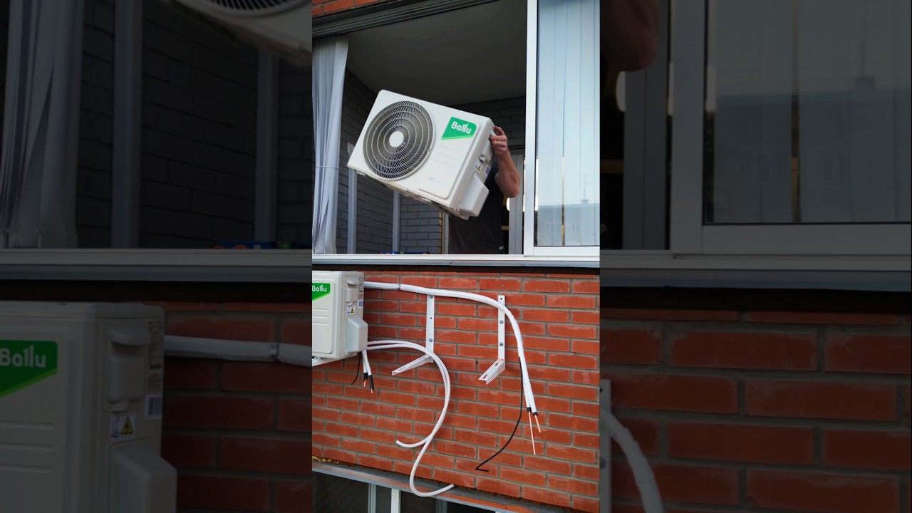 установка двух кондиционеров через лоджию с трассой в кабель-канале 