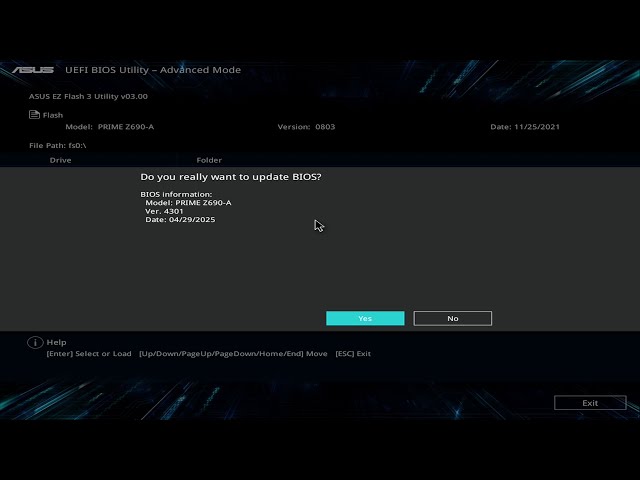 ASUS PRIME Z690-A BIOS 0803 to 4301 How To Update #ASUS
