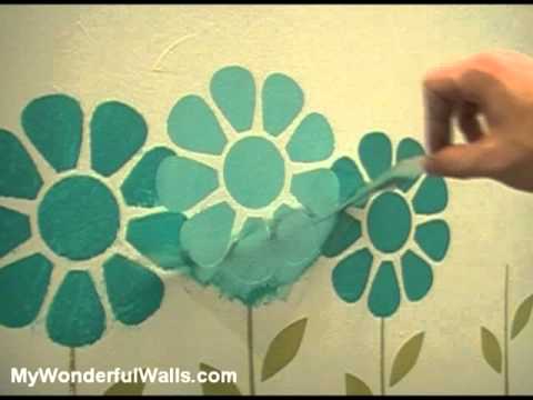 Girls Room Flower Garden Makeover - Wall Stencils