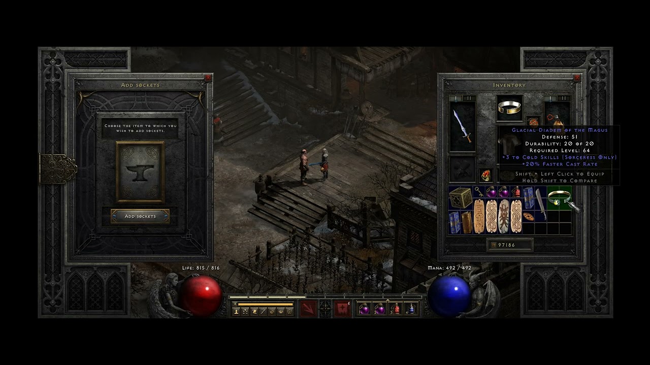 Diablo 2 Resurrected -DIADEM 3Cold sorc + 20FCR   2 socket  (LADDER SS2)