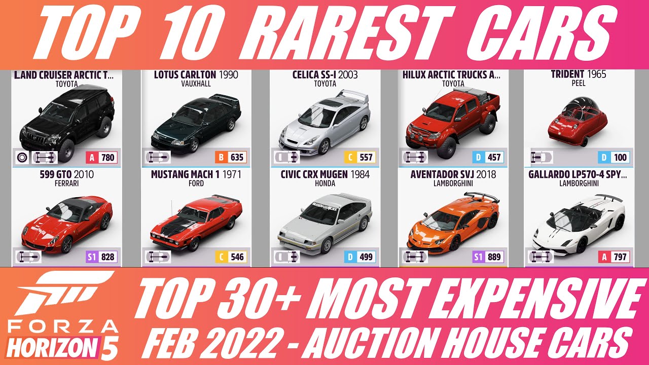 FH5 TOP 10 Rarest and Most Expensive Forza Horizon 5 Cars TOP 10 Auction House cars Legendary