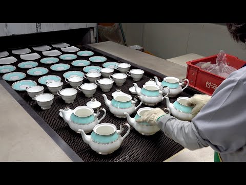 Luxury Teapot and Teacup Manufacturing Process. 80 Year Old Korean Ceramic