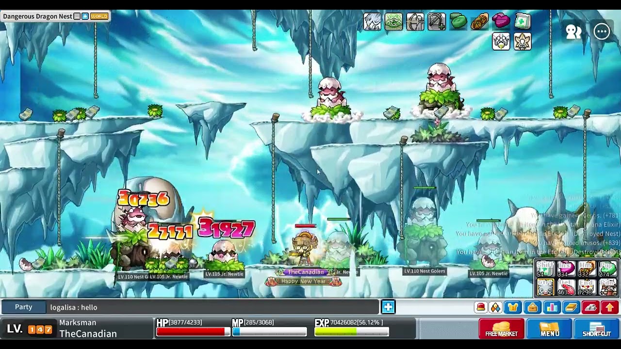 Maplestory Artale - Level 147 Marksman Solo Newties (2.05M XP/10 mins)