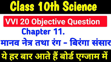 10th Science Chap 11 मानव नेत्र तथा रंग-बिरंगा संसार all Imp mcqs question answer | by chandrika sir