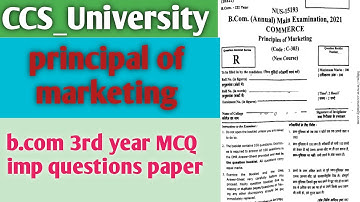 principal of marketing b.com 3rd year MCQ questions paper |विपणन के सिद्धांत imp questions paper ||