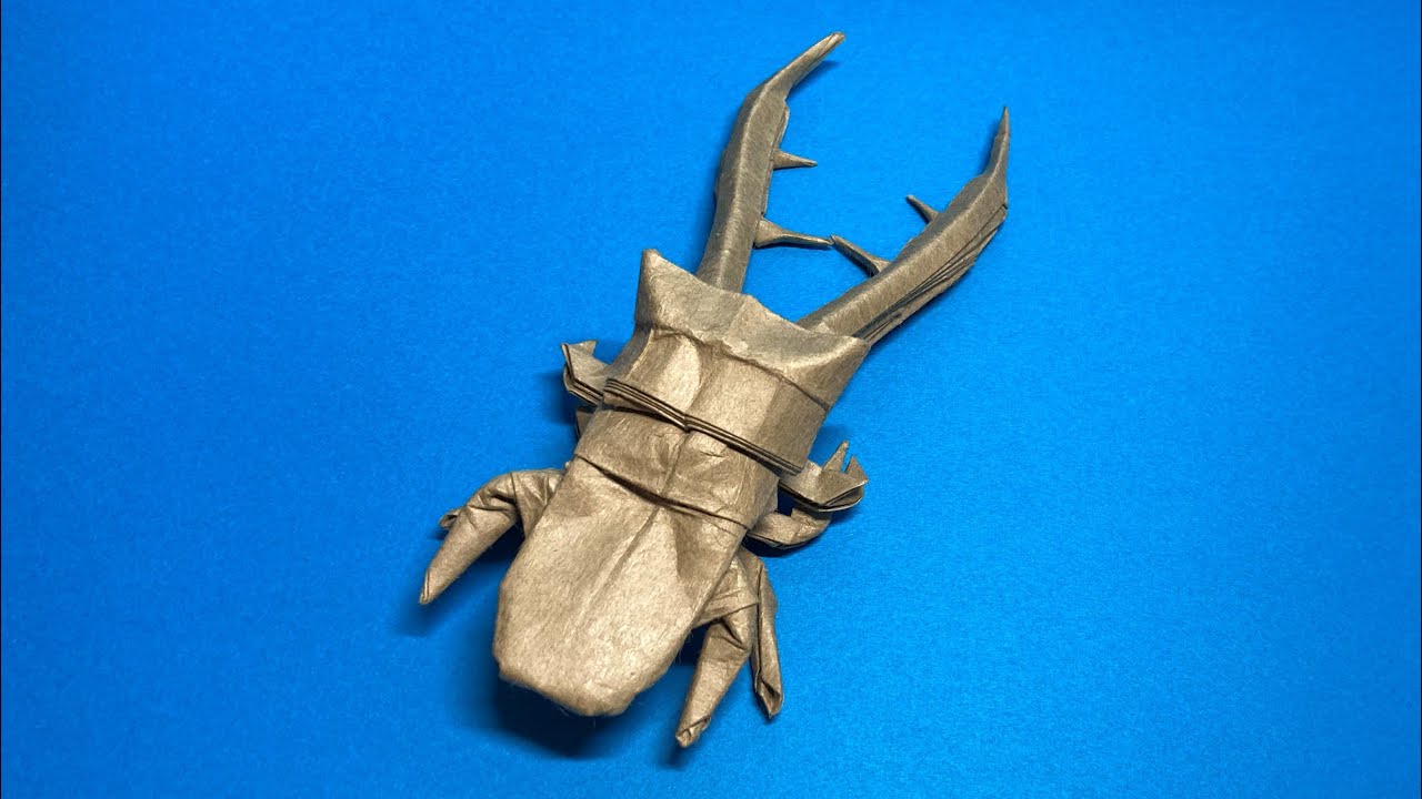 【一枚の折り紙で作る メタリフェルホソアカクワガタ Part.1】【解説付き】Origami Cyclommatus Metallifer