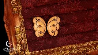 OVLUNE Vintage Butterfly Shell Statement Earrings, 18K Gold Plated Copper with CZ Accents screenshot 2