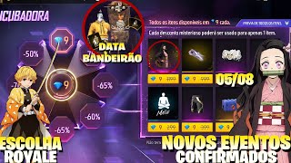 URGENTE!! NOVO EVENTO DE DESCONTO DEMON SLAYER, DATA BANDEIRÃO, EMOTE MATUÊ, NOVIDADES FREE FIRE
