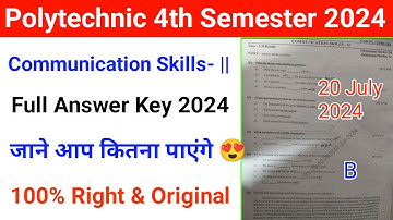 Communication Skills 2nd Answers key 2024 | Communication skills 2nd 4th semester paper solved 2024