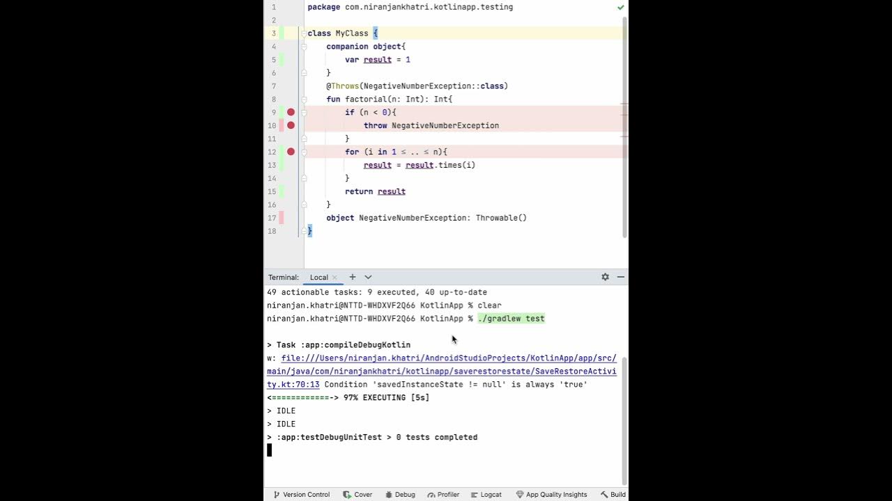 How to run your test in Android Studio using command line terminal and ...