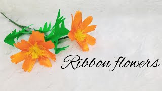 How to make satin ribbon flowers,Bunga dari pita,ribbon flowers