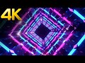 4K Screensaver || Neon Square Tunnel Blue & Pink Color Abstract Video Background Loop No sound