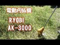 Ryobiの電動式刈払機AK3000を使って庭の草取り