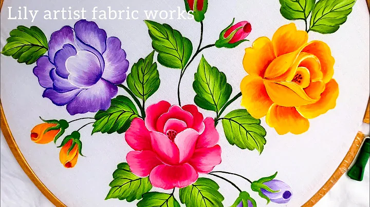 Fabric painting design | tutorial fabric painting| Rose painting part 4