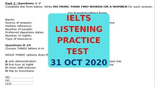 IELTS LISTENING PRACTICE TEST 31 OCT 2020