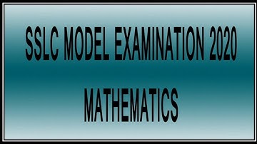SSLC 2020 MATHS MODEL QUESTION PAPER