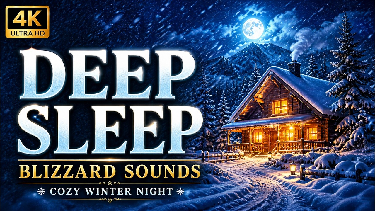1 Hour Blizzard Sounds for Deep Sleep ️ Winter Wind & Snowstorm ...