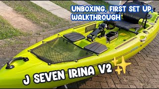 J Seven Irina v2 unboxing, first set up,walkthrough - pedal kayak - kayakfishingindonesia