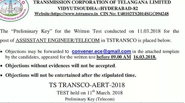 TS TRANSCO preliminary key