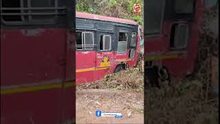 Bus Skids Off Road Near Porvorim After Alleged Brake Failure