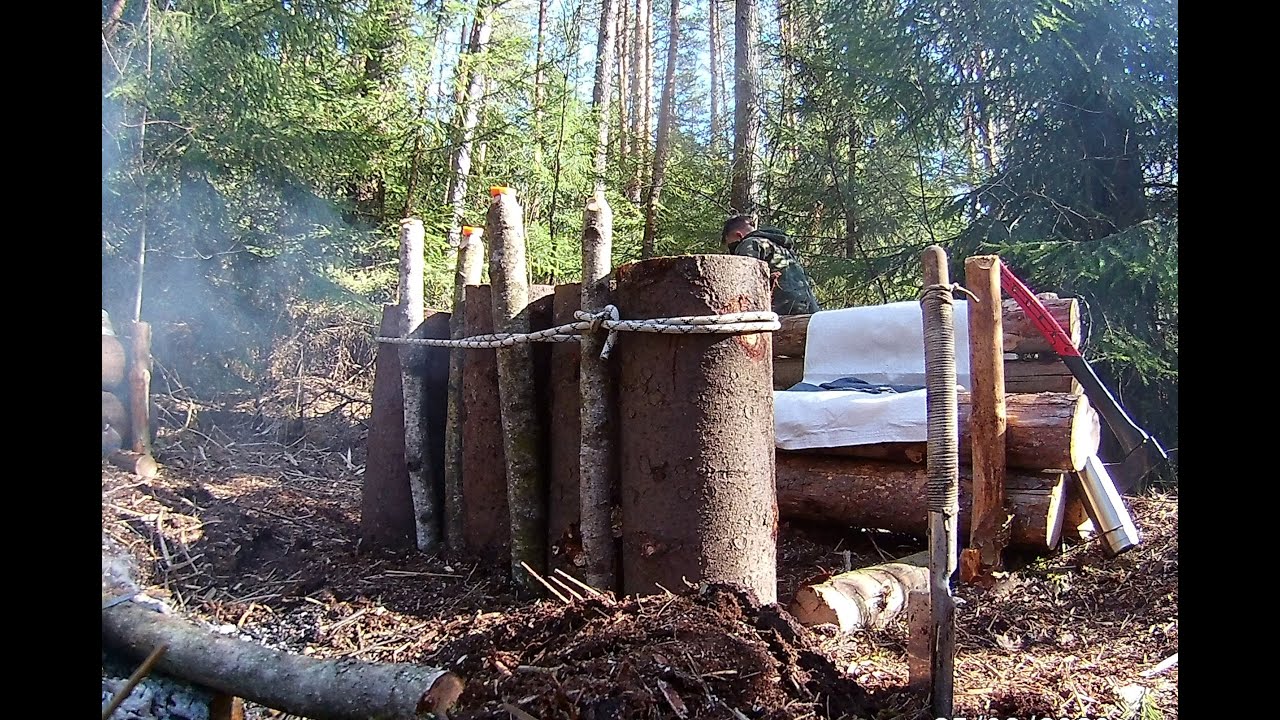 Vertical & atypical reflector, bushcraft team camp, made new benches, cooking in camp, eng sub.
