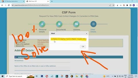 New uti psa portal name on aadhar card is blank or invalid error show || PSA PAN Error Solution