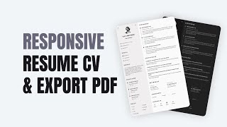 Responsive Resume Cv Website Using HTML CSS And JavaScript | Light/Dark Theme & Export PDF