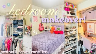 AESTHETIC BEDROOM MAKEOVER! 🪩💐 | *indie pinterest theme + in depth closet tour*