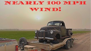 I Braved Extreme Wind, A Dust Storm, & Falling Trees To Save An Old Chevy Truck | Farm Cleanup Day 2